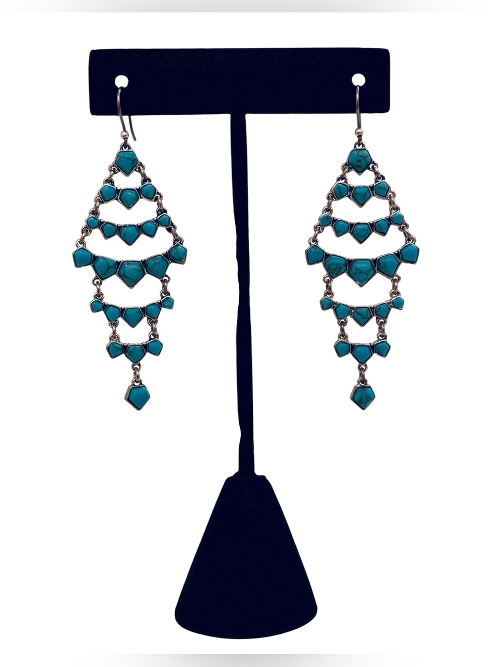 Lucky Brand “Emerson” Silver and Turquoise Chandelier Drop Earrings NEW!